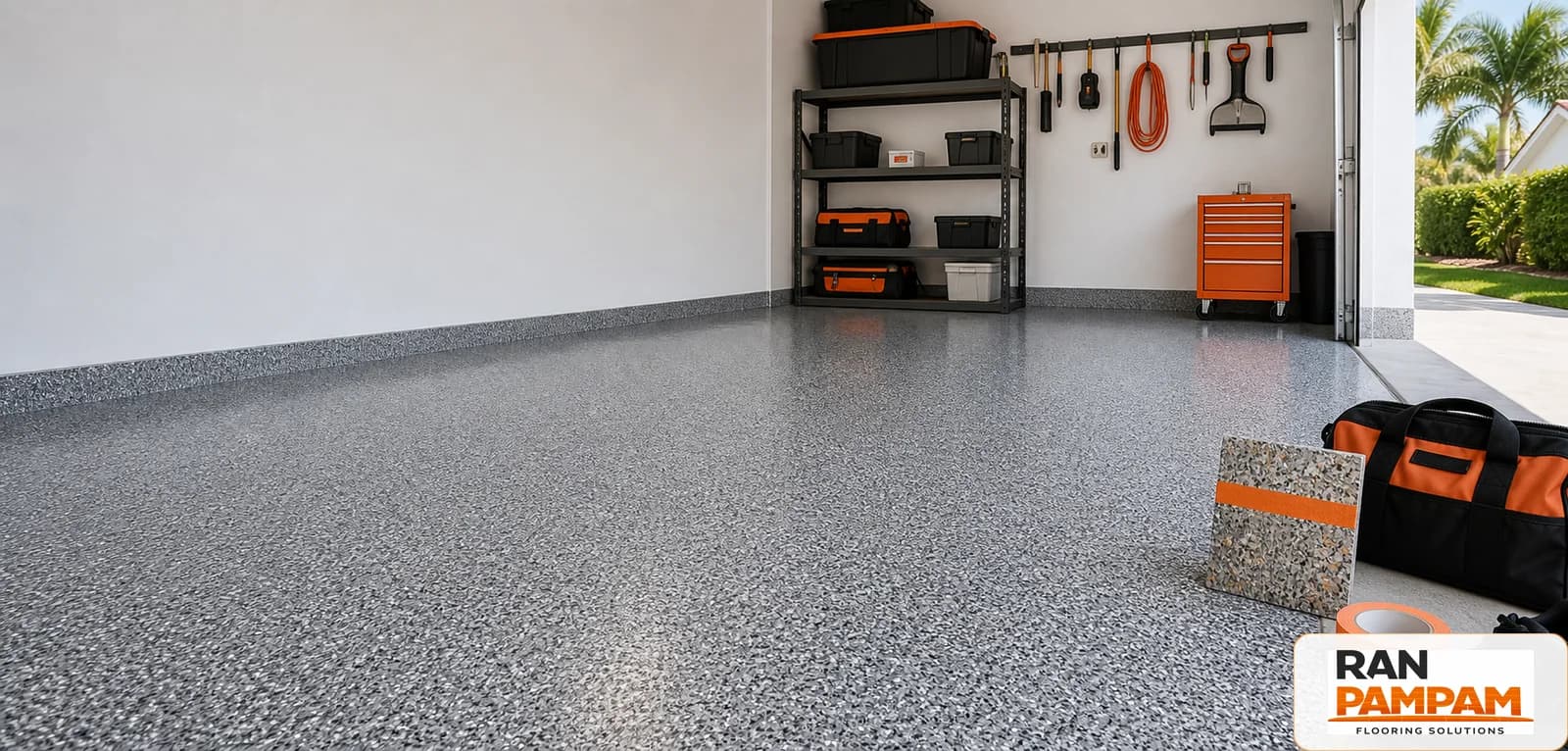 Epoxy garage floor installed by Ranpampam in Miami