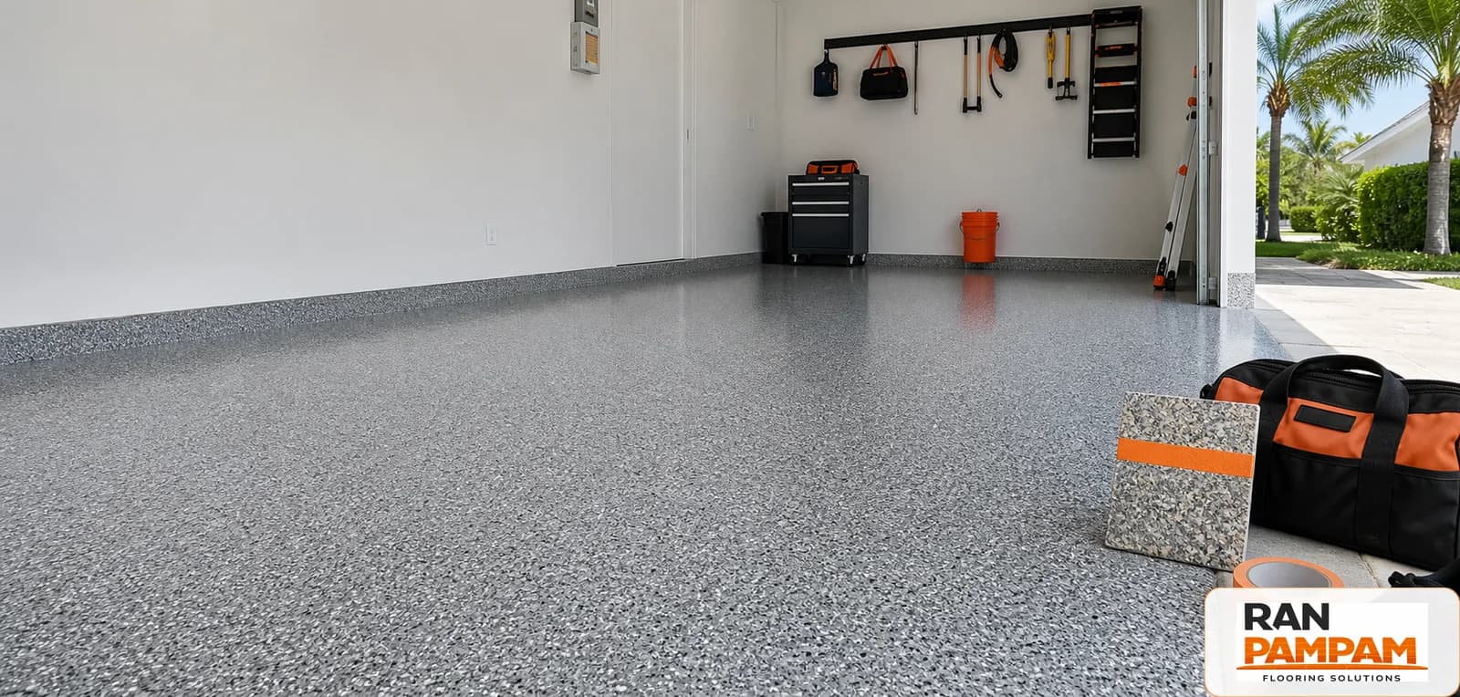Decorative flake epoxy floor sample for Miami homes and garages